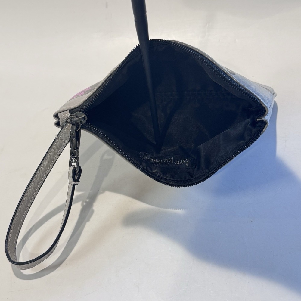Victoria's Secret Zipper Wristlet Make up Cosmetic Bag (2) Gray & Black Graphics - Picture 3 of 14